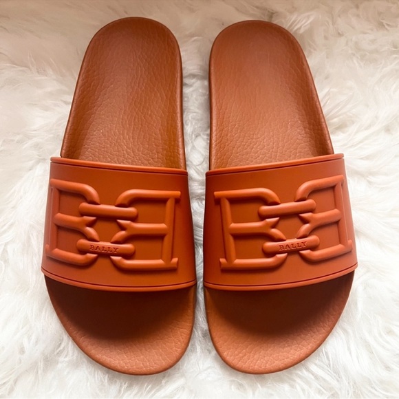 New! BALLY “Scotty” BB Logo Chain Pool Slides Sandals - Picture 2 of 9